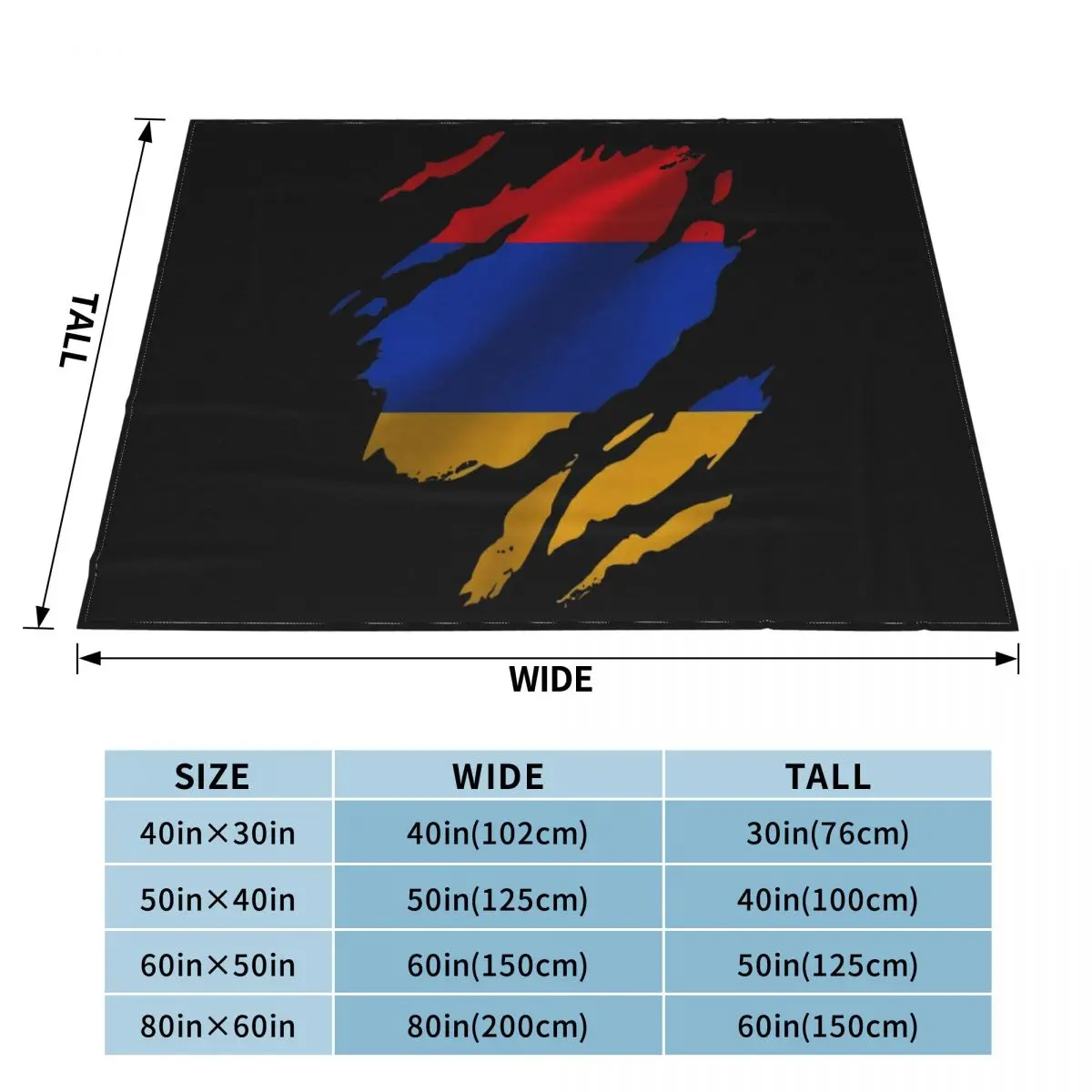 Одеяло в стиле панк с изображением разрванного флага Аргентины