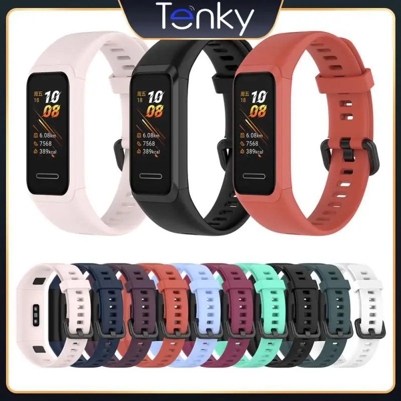 

For Huawei Band 4 Silicone Strap Sweatproof Replacement Bands Adjustable Replacement Watchband Waterproof Soft Correa Unisex