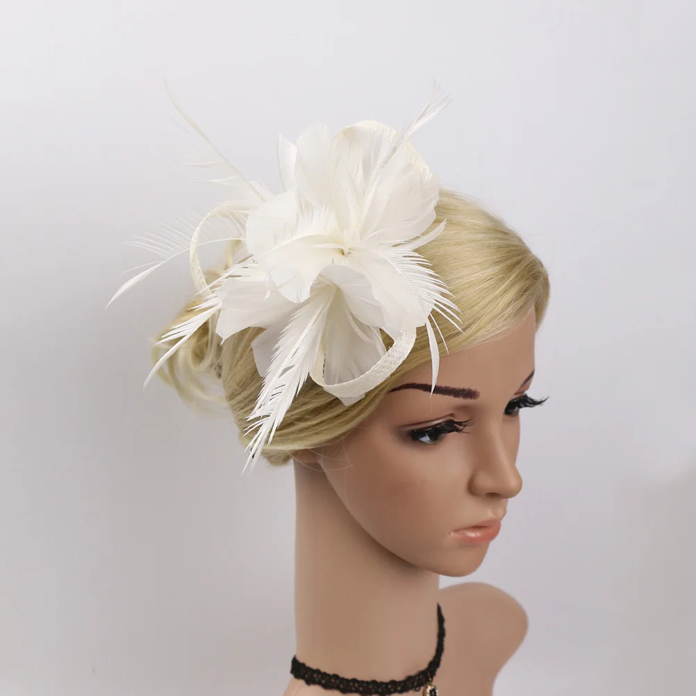 

Fascinator Hair Clip Womens Tea Party Hair Barrette 20s Derby Hat Bridal Wedding Costume Hair Pin for ( White )