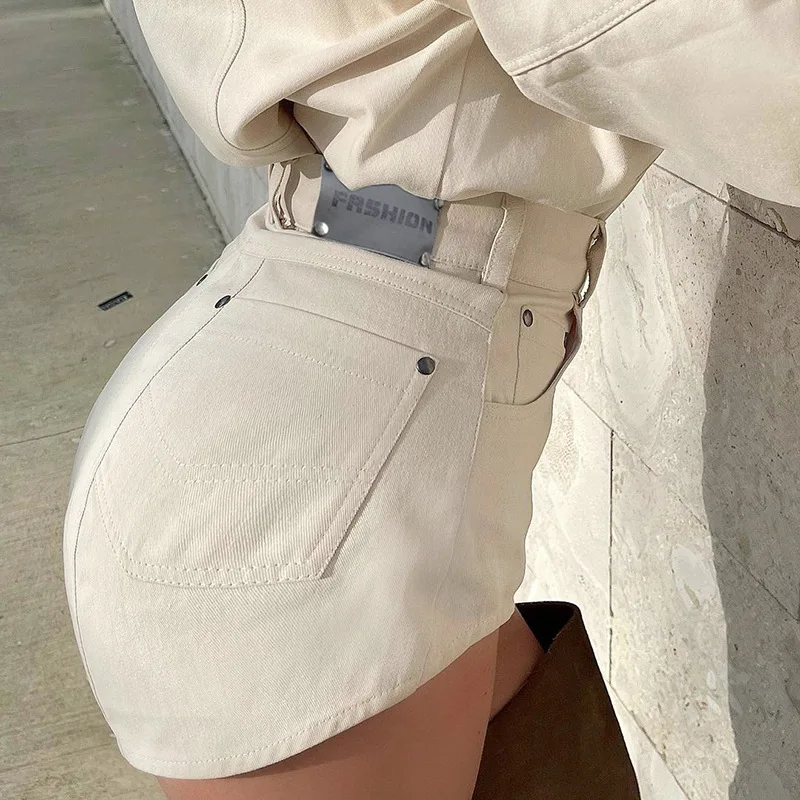 

Sexy Women Shorts Vintage Ins High Waist Shorts Casual Solid Slim Korean Streetwear Buttons Pockets Shorts