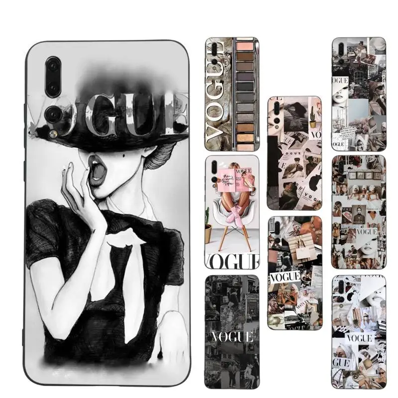 

Luxury Fashion Girl Flower butterfly VOGUE Phone Case for Huawei P30 40 20 10 8 9 lite pro plus Psmart2019