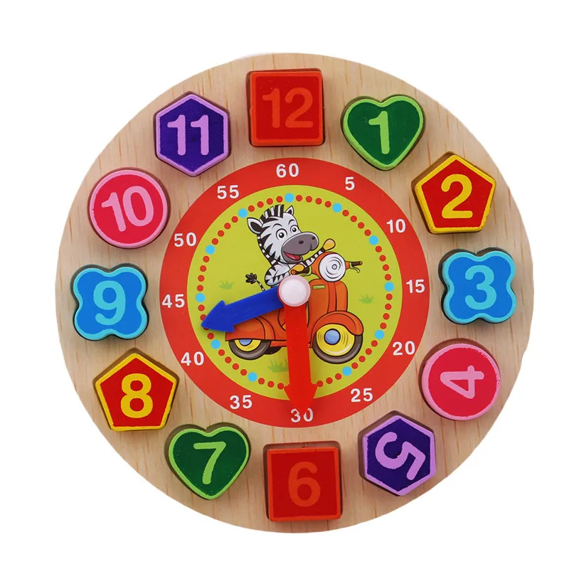 

Wooden Toy Colorful 12 Numbers Clock Toy Digital Geometry Cognitive Matching Clock Toy Baby Kids Early Educational Toy Puzzles