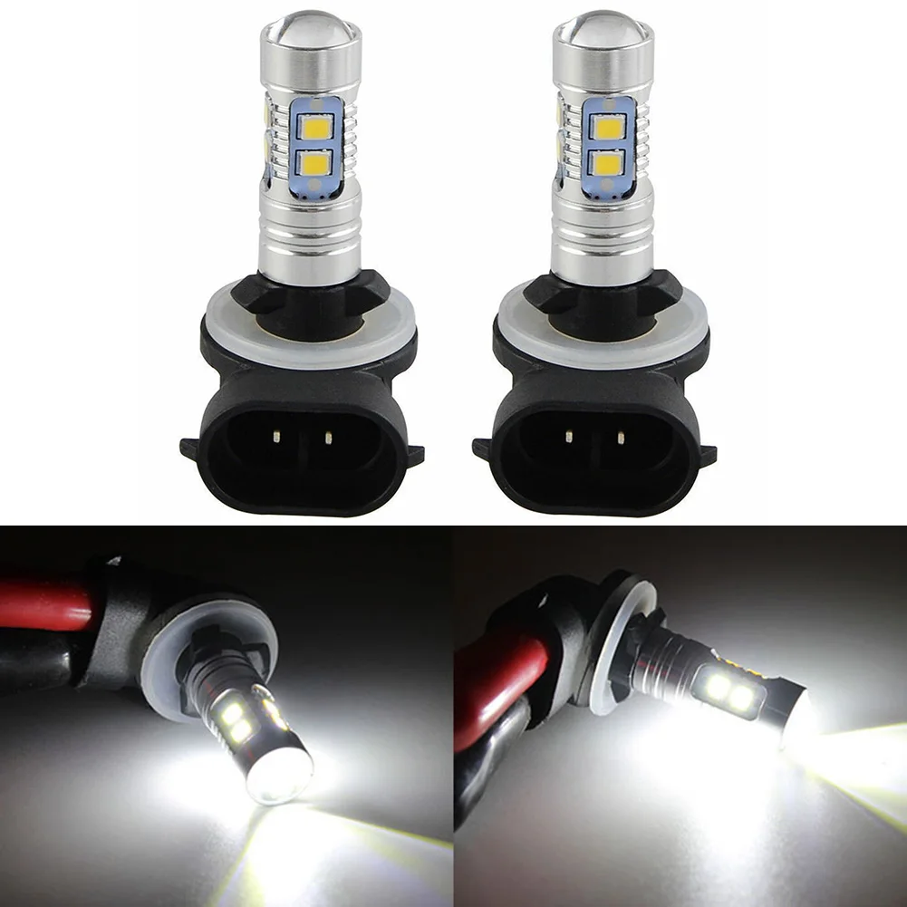 

2pcs LED Bulbs Fog Light 10LED Headlights High-quality Glass Lens 12V-24DC 50W LED DRL Bulb White Universal 52mm*11mm*20mm