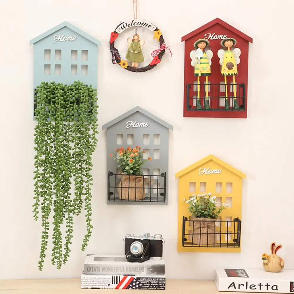 

Wooden Wall Storage Rack House Shape Wall Mounted Display Shelves For Bedroom Living Room Wall Decoration 22.2 X 31 X 9.4cm