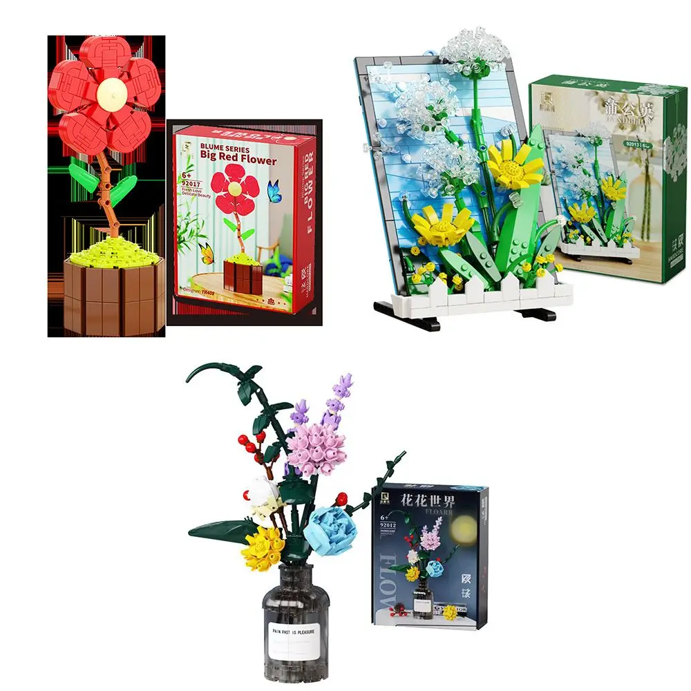 

Креативные трехмерные вечные строительные блоки, красный цветок, кирпичи, роза, цветок, игрушка, букет цветов