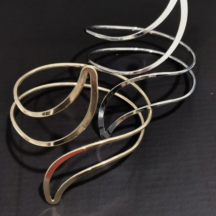 Манжета на руку в стиле панк для женщин и девушек металлический ажурный браслет с