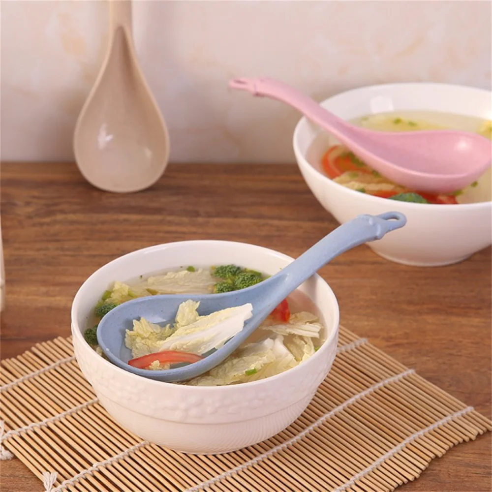 

Wheat Straw Rice Ladle Large Kitchen Porridge Spoon Eggplant Soup Spoon Long Handle Soup Spoon Meal Dinner Scoops Cooking Tool