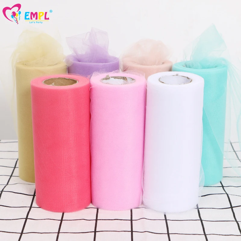 

25 Yards 15cm Tulle Roll Spool Macaron Colors Organza Roll Tutu Skirt Girl Baby Shower Wedding Kids Birthday Party Decorations