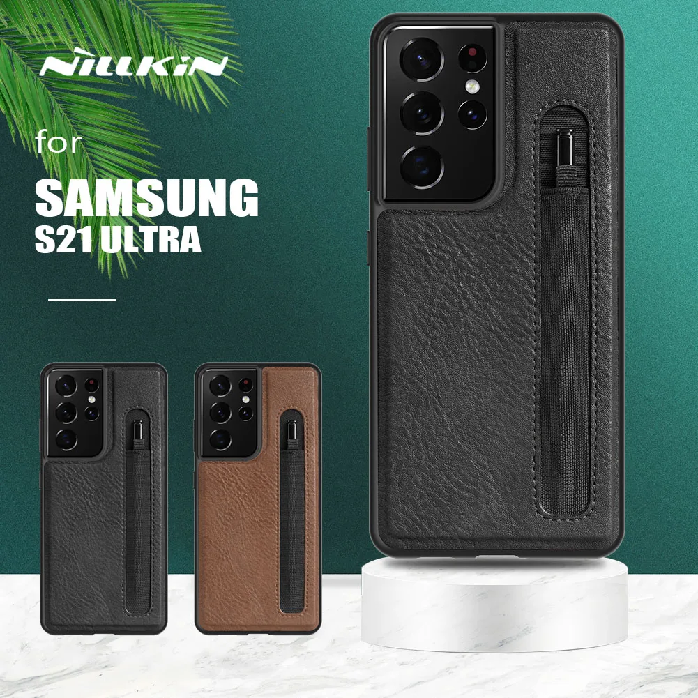 

for Samsung Galaxy S21 Ultra Case Nillkin Aoge Luxury Leather Case Business Card Slot Slim Phone Case for Samsung S21 Ultra Case