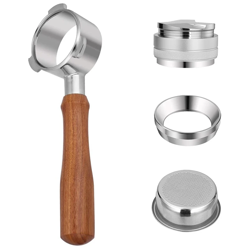 

54Mm Bottomless Portafilter For Breville 8 Series, Stainless Steel Coffee Espresso Machine Wood Handle Accessories