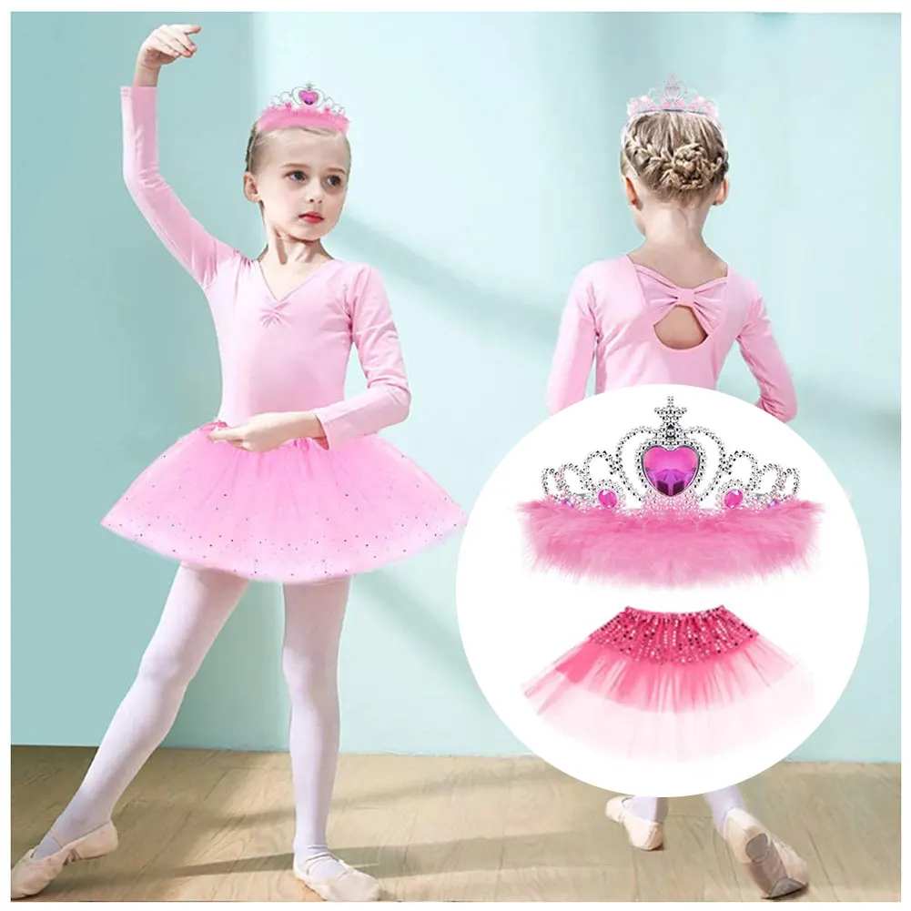 

10pcs Girls Birthday Princess Dress Up Tiara Cosplay Dance Gift With Crown Party Favors Ballet Tutu Skirt Halloween Photo Props