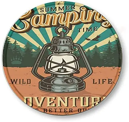 

Round Metal Tin Sign Summer Camping Time Suitable for Home and Kitchen Bar Cafe Garage Vintage Style Home Decor Wall Decor