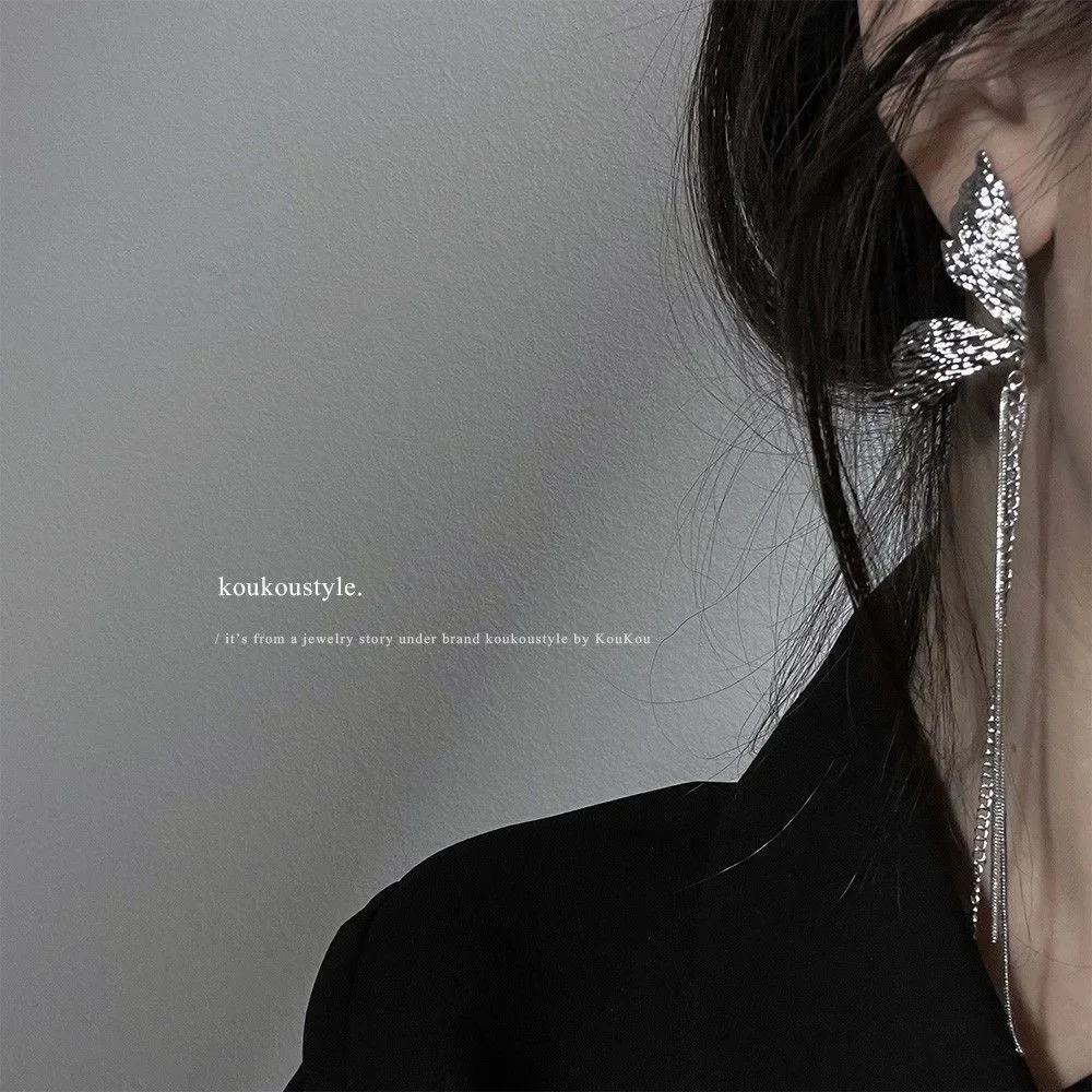 Высококачественные длинные серьги с бахромой-бабочкой женские элегантные