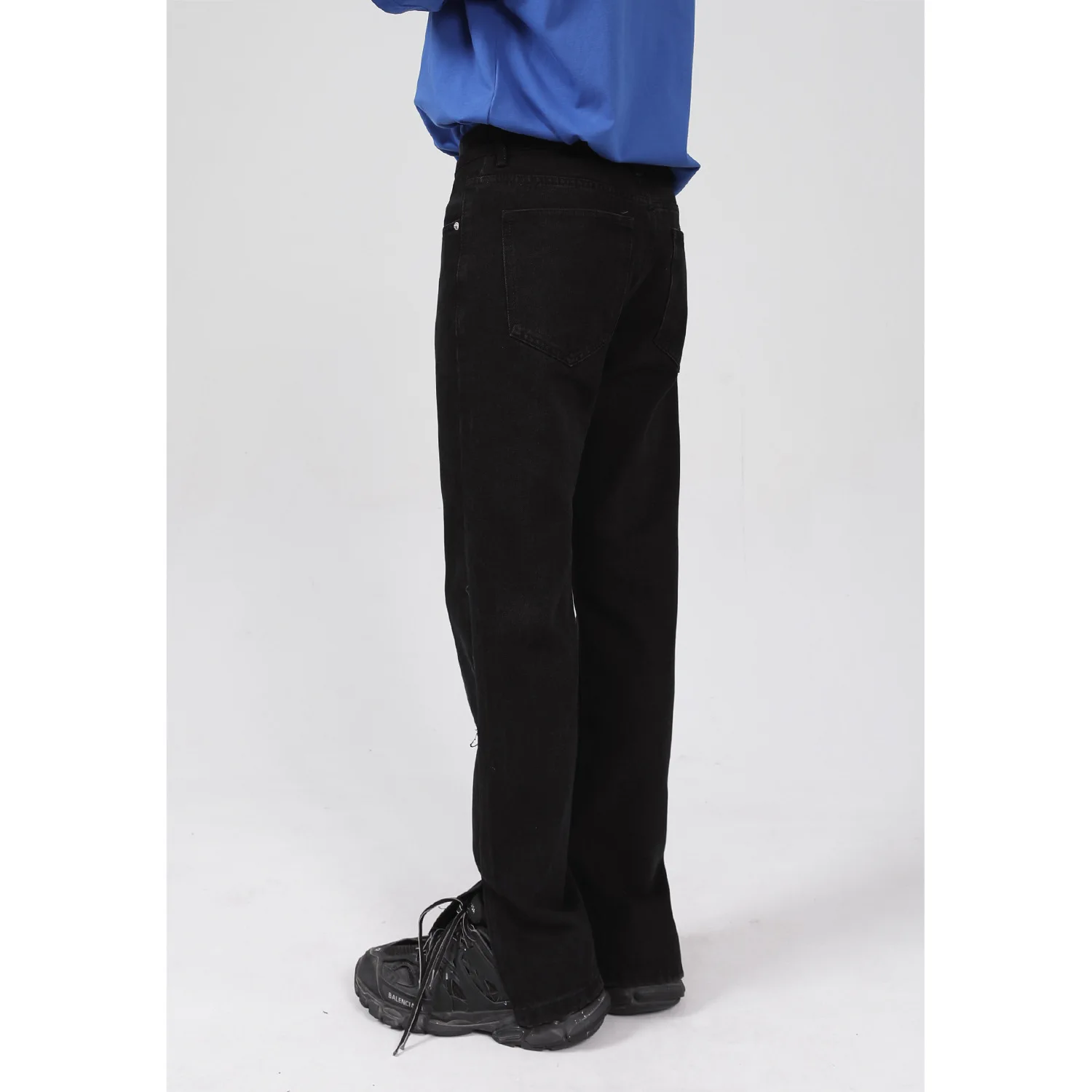 Four Seasons Men's Korean Version Simple Split Straight Casual Jeans Men's Wide Leg Pants Fashion Streetwear Ins Hot Sale JEANS