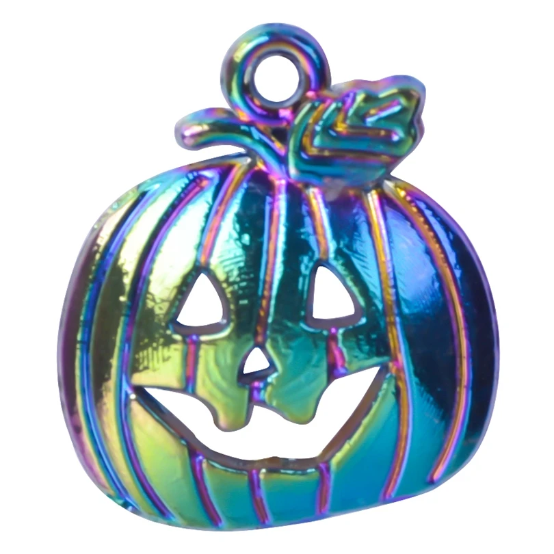 

Шармы в виде головы тыквы для Хэллоуина, 5 шт./лот радужного цвета, подвеска из сплава для ожерелья, серег, браслета, изготовления ювелирных изделий, аксессуары «сделай сам»