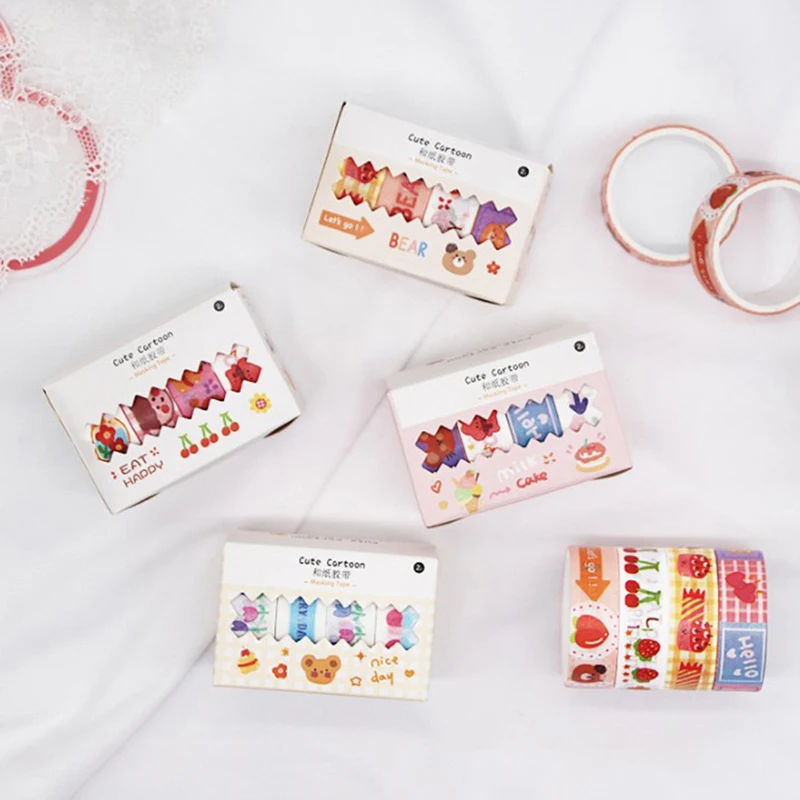 

4 Rolls Washi Tape Set Kawaii Korean Stationery Decorative Adhesive Tape Festival Stickers Washitape Scrapbooking Masking Tape