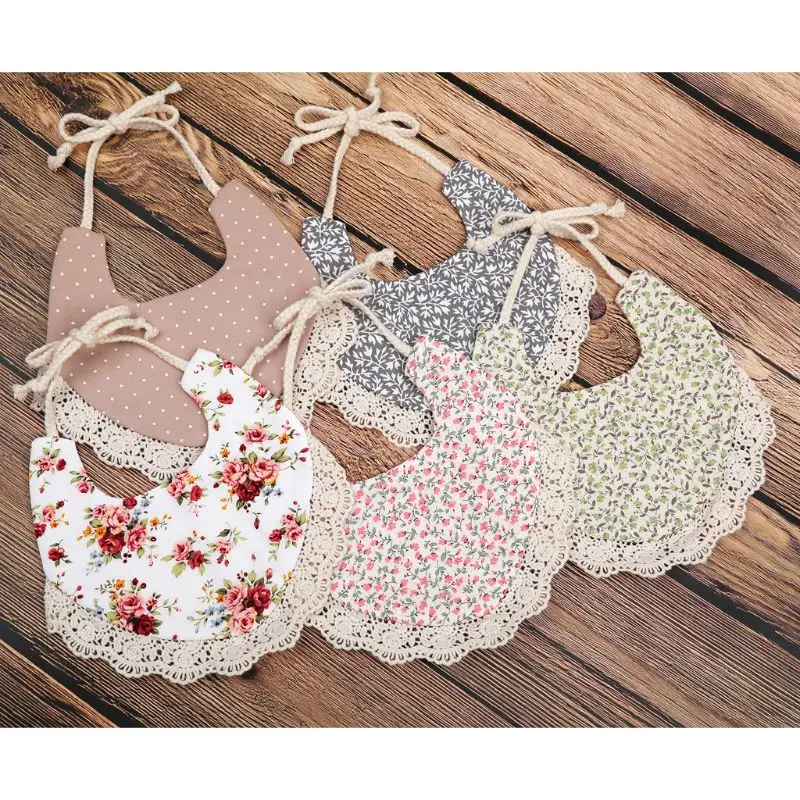 

Saliva Bibs Floral Vintage Floral Newborn Double Side Bibs Cotton Linen Boys