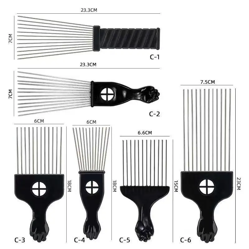 

Black Fist Afro Metal Comb African Hair Pik Comb Brushes Salon Hairdressing Mens Women Hairstyle Styling Tools Hair Accessories