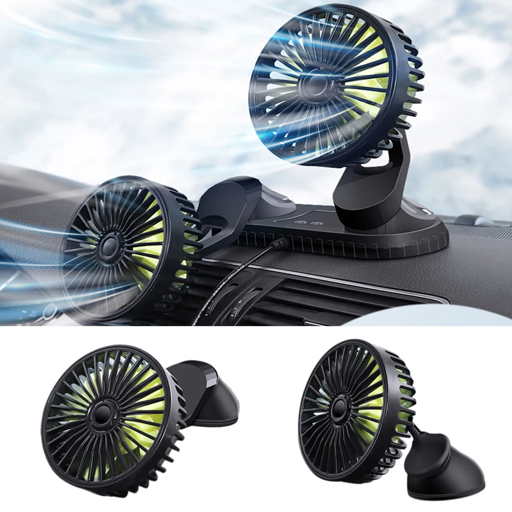 12V/24V Mini Electric Car Fan Low Noise Summer Car Air Conditioner 360 Degree Rotating Cooling Fan Car Cooler Ventilador