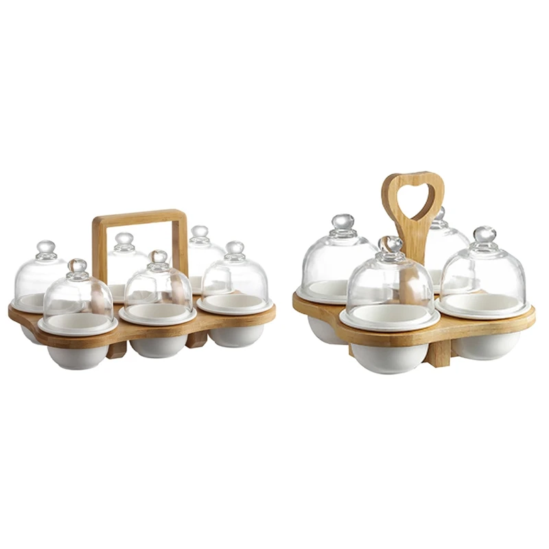 

Керамическая тарелка для закусок, тарелка для фруктов со стеклянной крышкой, тарелка для сухофруктов, Современная тарелка для хранения зак...