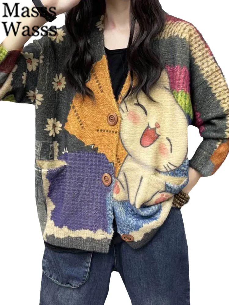 Masss Wasss 2024 Новая зимняя Женская мультяшная трикотажная Дизайнерская одежда