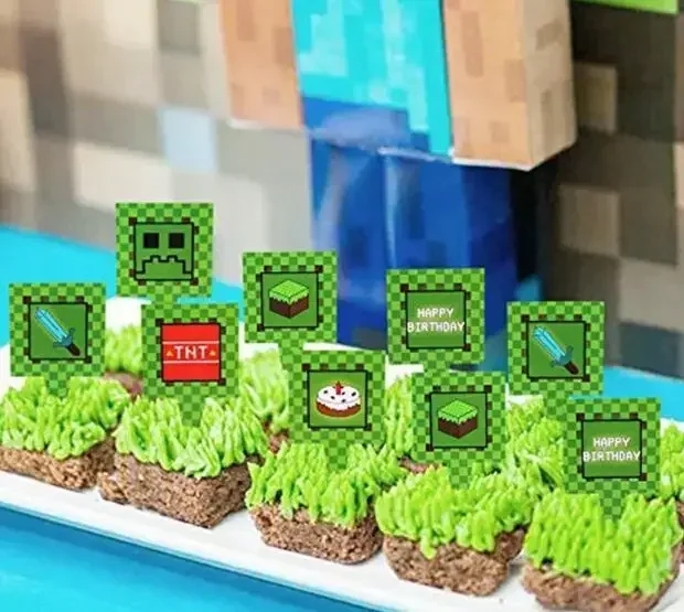 Фото 24 шт. бумажных формочек для выпечки в стиле Minecraft с изображением крипера, формочки для кексов, формочки для конфет, бумажные формочки для десертов, подарок на день рождения или для вечеринки. №3