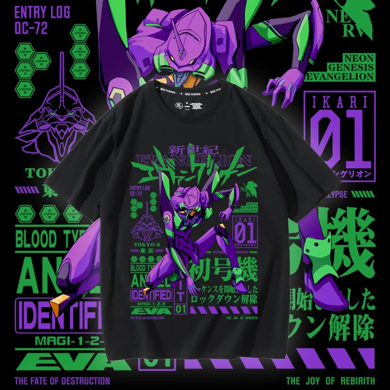 

JP Anime EVA-01 Shogoki Mecha Print 100% хлопок футболка Ikari Shinji косплей футболка для мужчин и женщин
