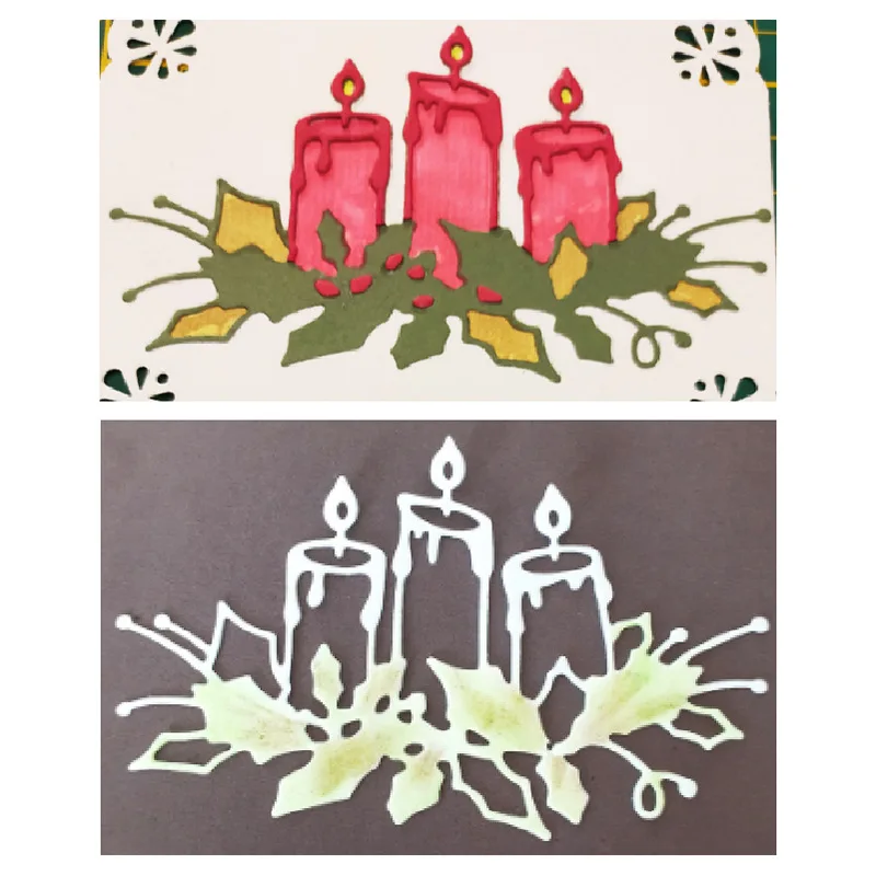 

2022 New Christmas Candle Frame Metal Cutting Dies Stencil Die Cut Scrapbooking Paper Card Craft Stamps Embossing Die Cut