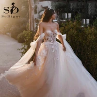 sodigne boho wedding dresses flower off the shoulder lace appliques a line wedding gown sweetheart bridal gown