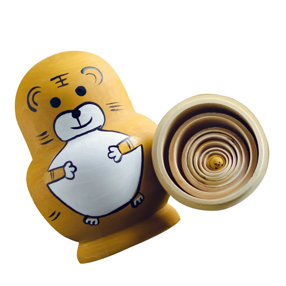 

Nestingrussianwooden Штабелируемая детская фигурка, игрушка-животное, мультяшный набор, пасхальный лес, подарки ручной работы, милый узор для мальчик...