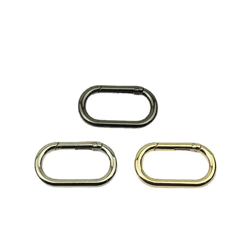 20pcs 34mm Spring Metal Oval O Rings Buckles Trigger Clasp Clip for Bag Strap Webbing Keychain Carabiner DIY Handbag Accessory