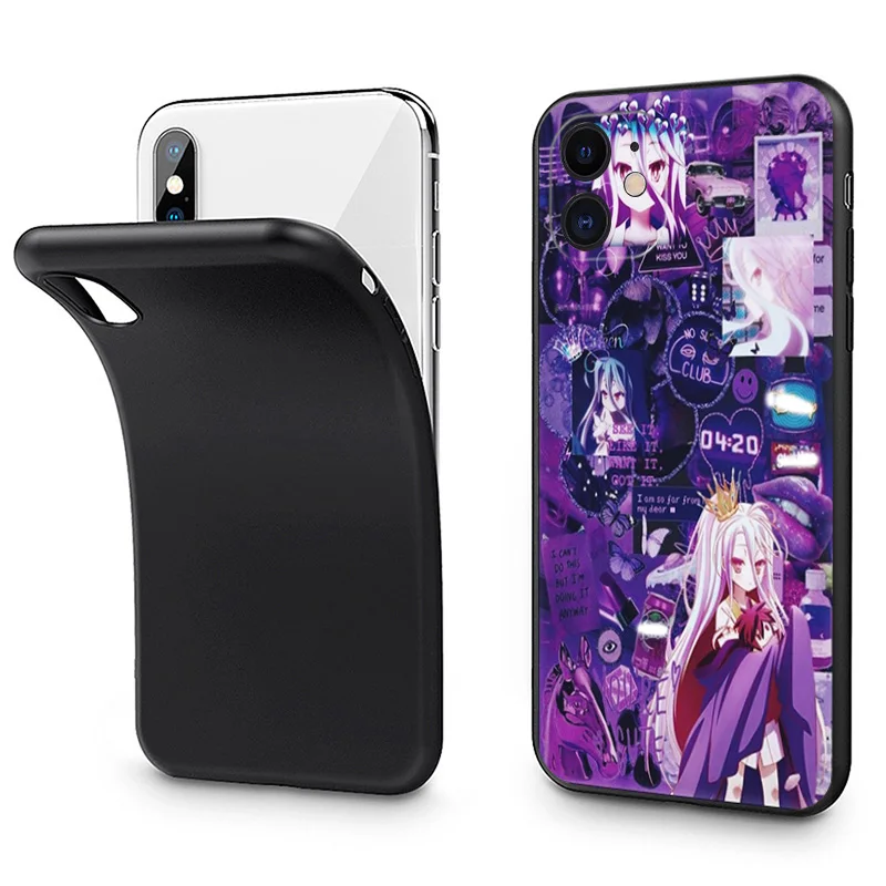 Silicone Black Phone Cases Cover for iPhone 11 14 Pro Max 12 13 Mini XR SE 7 8 6 6s Plus XS X SE3 11Pro Comics Cute Girl Anime