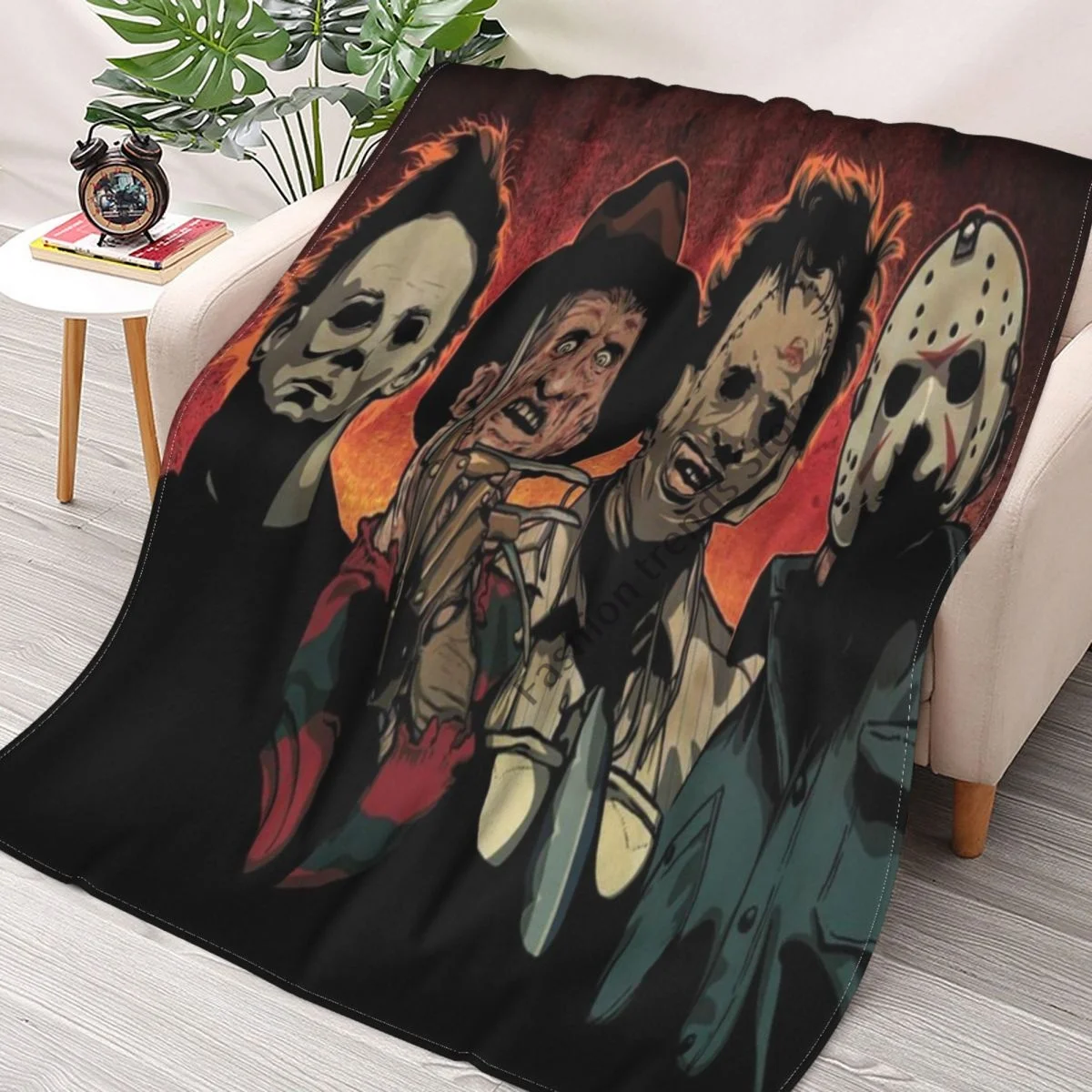 

3D Printing Rectangular Flannel Christmas Blanket Horror Collection Freddy Krueger's Unique Sofa Bed Throwing Blanket