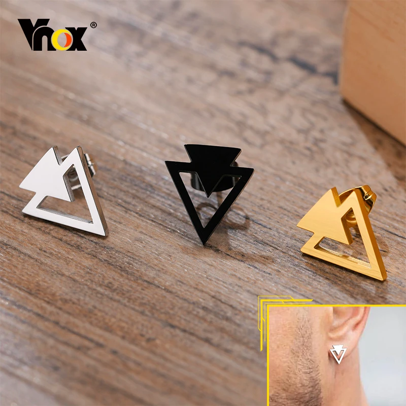 1 шт./пара мужские треугольные серьги-гвоздики из нержавеющей стали | Украшения и
