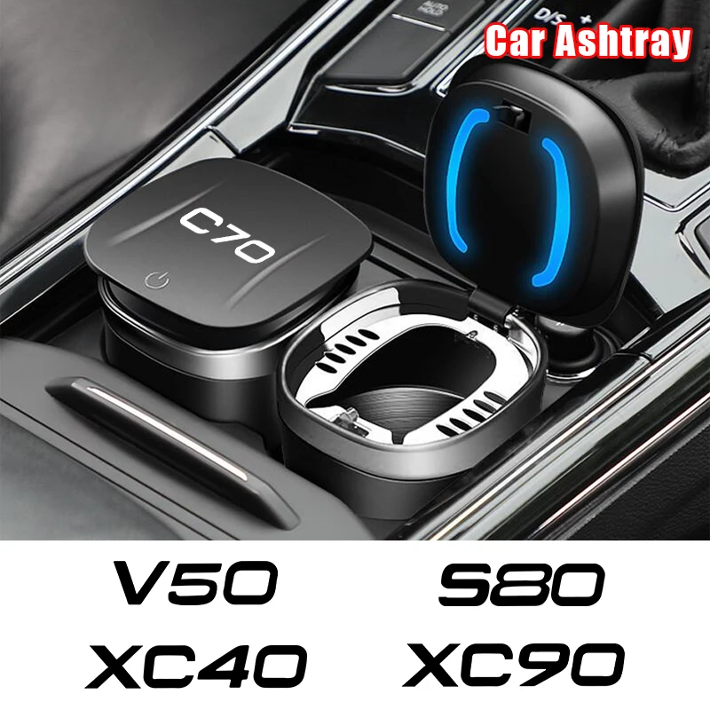 

Portable Car Cigarette Ashtray Cup With LED Light For Volvo XC90 XC60 C30 T6 S60 C70 XC40 V40 XC70 V60 V50 S80 S40 AWD V90 S90