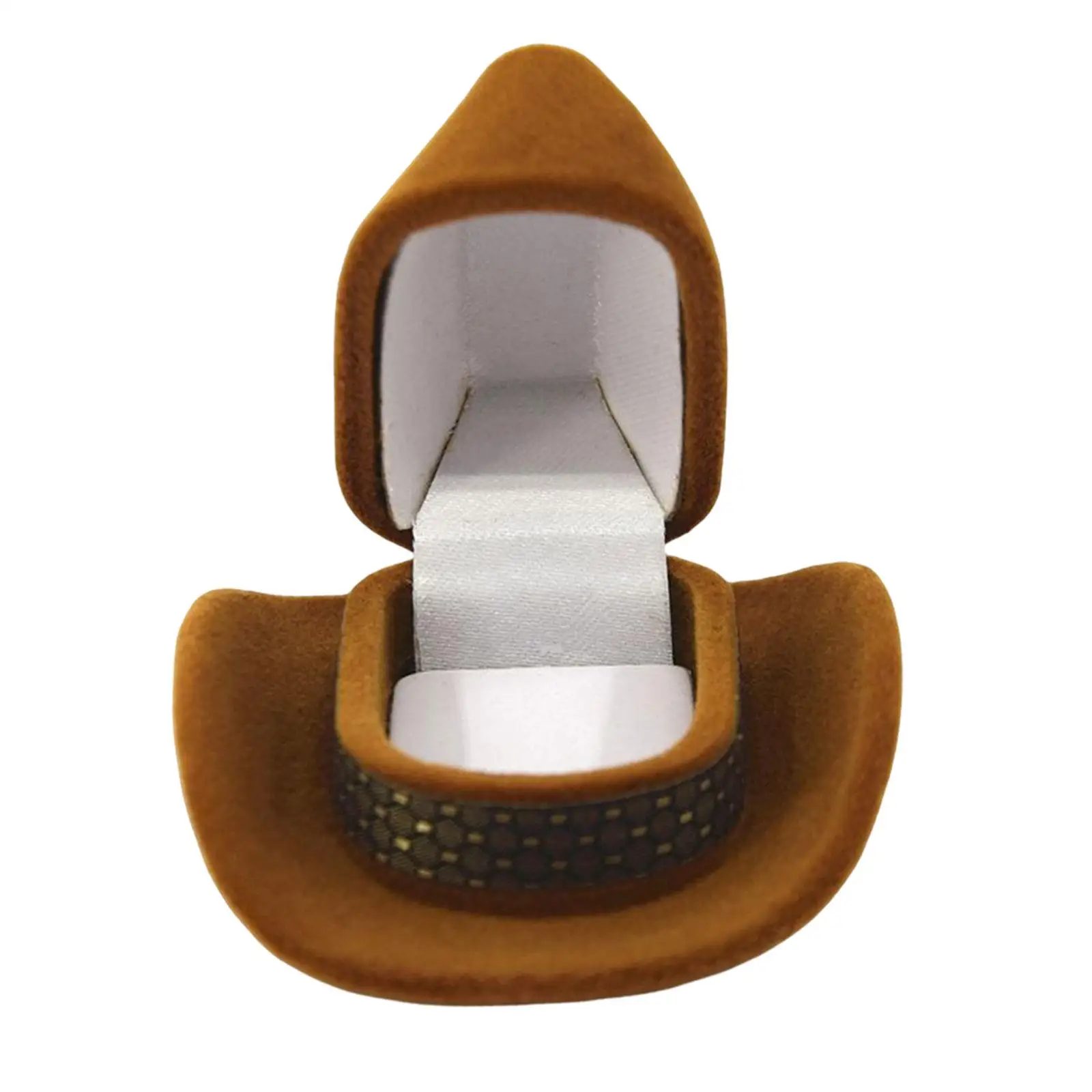 

Lovely Rings Box Durable Cowboy Hat Shaped Organizer Gift Case Novelty Scratchproof Jewelry Case for Anniversary Engagement