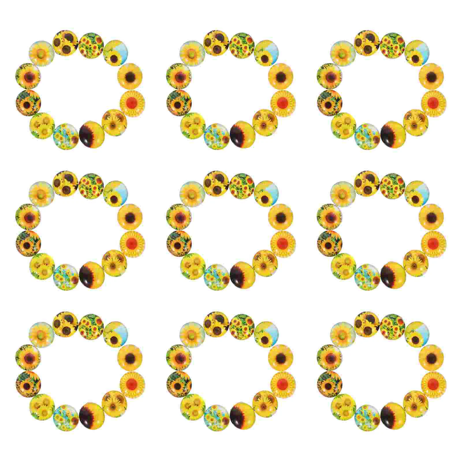 

Glass Dome Mosaic Round Gemstone Flatback Tilessunflower Halfjewelry Beads Photo Flat Flower Makingembellishments Gemstones