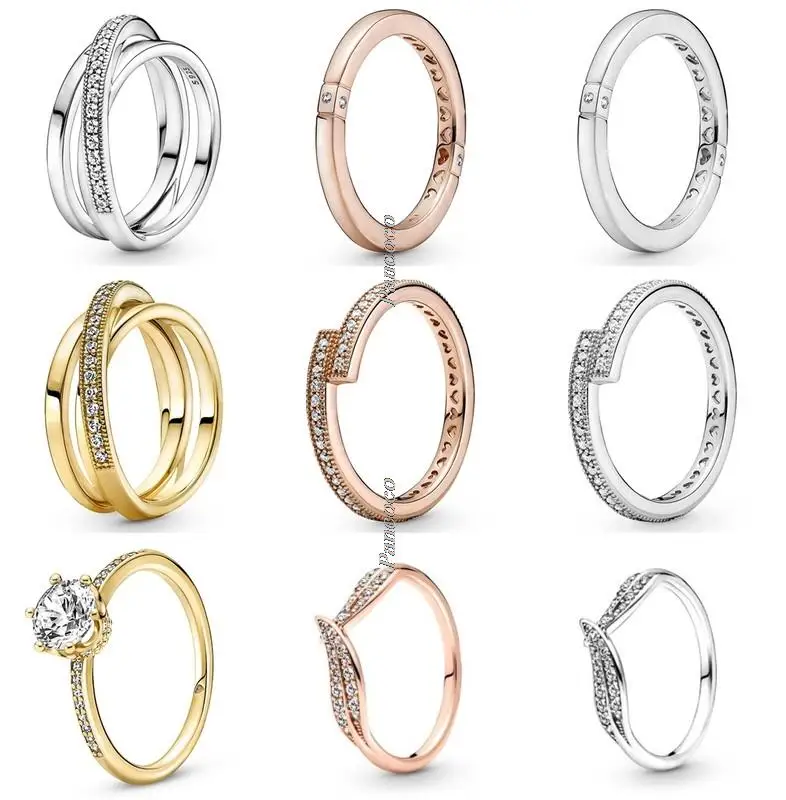 

Authentic 925 Sterling Silver Clear Sparkling Crown Solitaire Ring For Women Wedding Party Europe Fashion Jewelry
