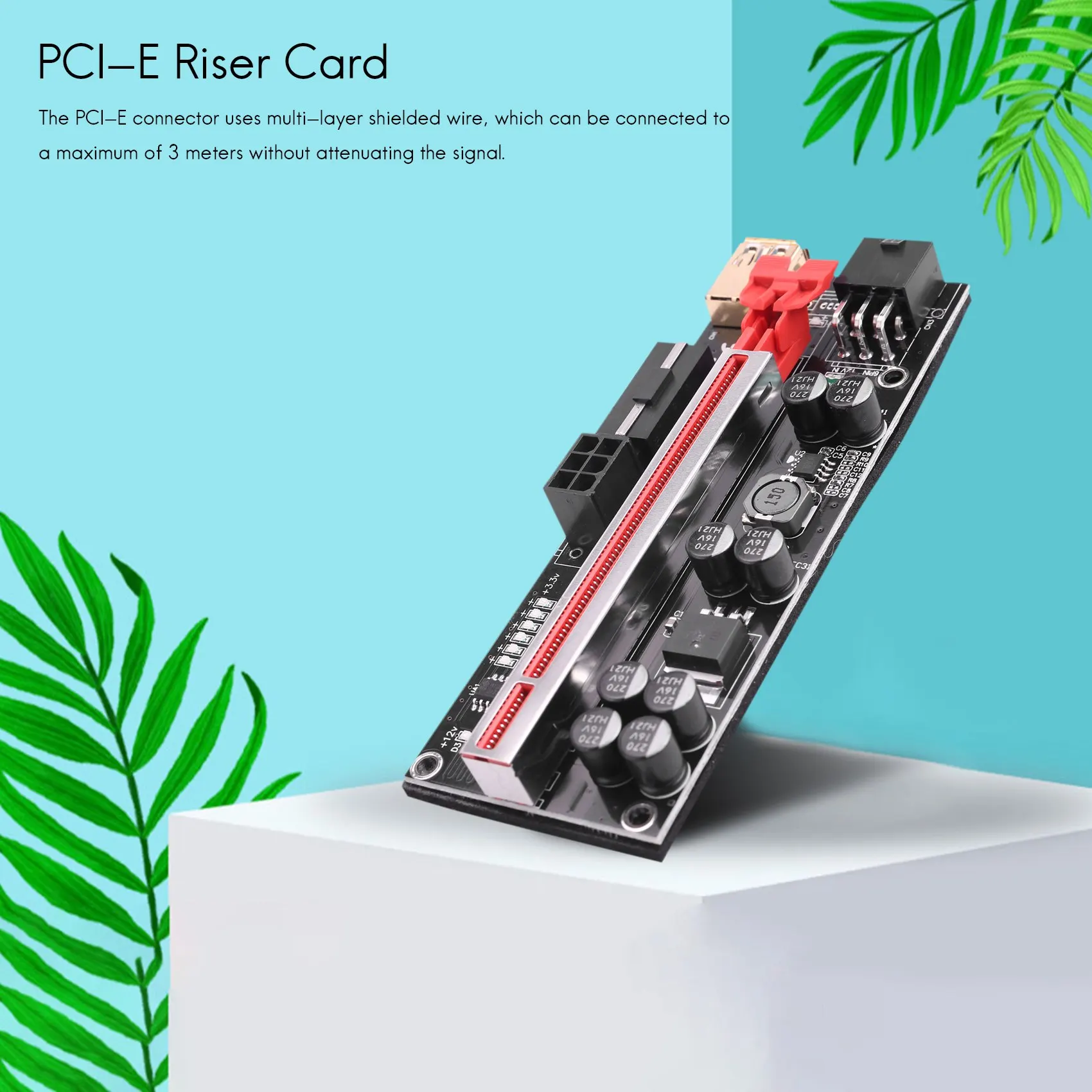 1 шт. VER009C PLUS USB3.0 PCI-E Riser Express 1X до 16X удлинитель адаптера SATA 15Pin на 6Pin