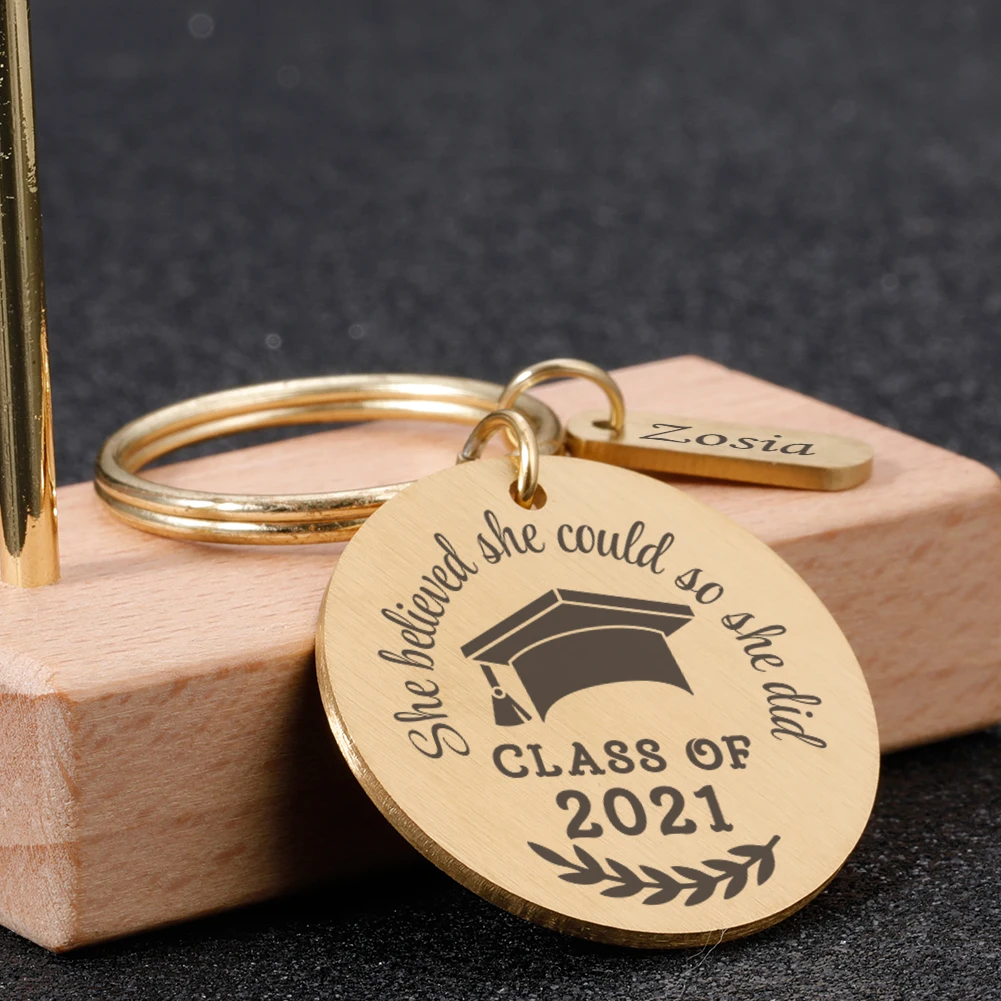 

2022 Fashion Stainless Steel Keychain Lettering Class Of 2022 Key Chain Graduate pendant Inspirational Gift DIY Custom Wholesale