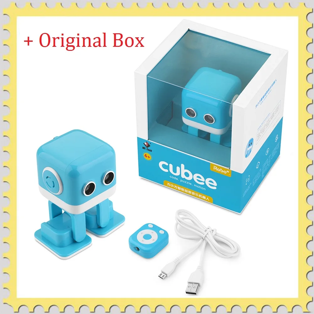 WL Toys Cubee Mini RC Intelligent Robot Boy Smart Bluetooth Speaker Musical Dancing Programming Machine Gesture Control LED Face