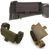military 5 rounds buttstock shell holder rifle bandolier 12 gauge bullet holder cartridge ammo carrier pouch pocket hunting bag