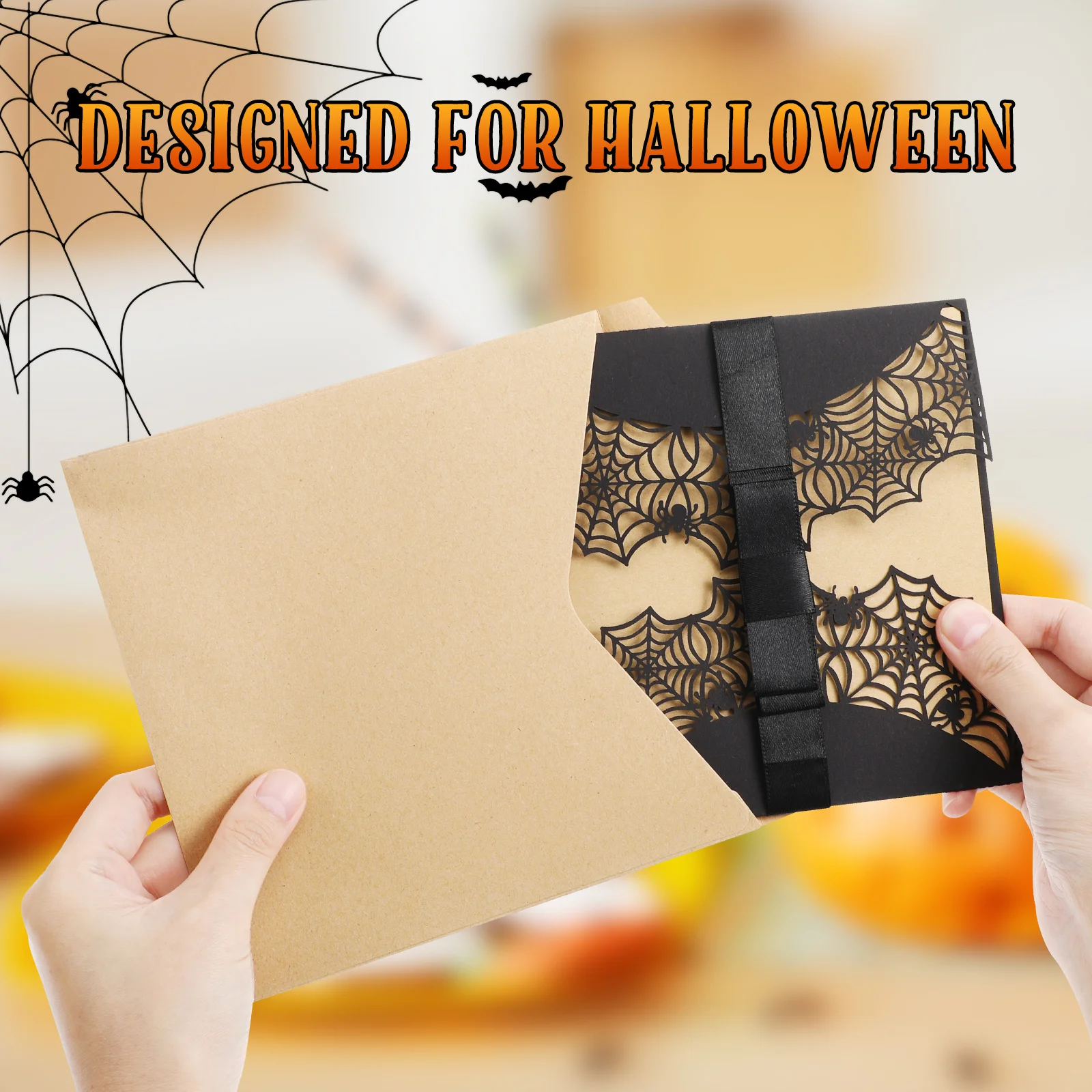 10 шт. пригласительные открытки на Хэллоуин с бантом осенние украшения для дома