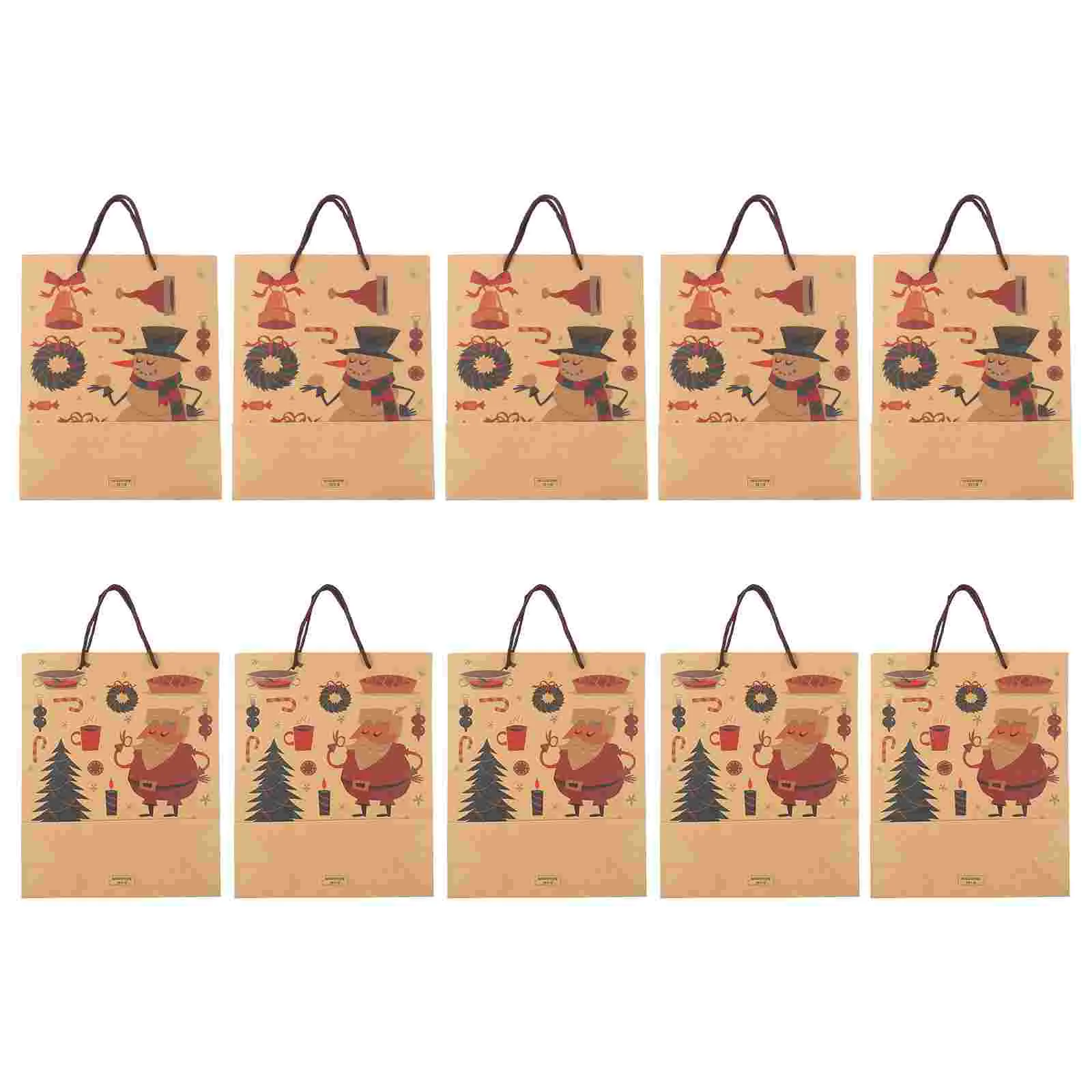 

10pcs Kraft Paper Tote Bags Gift Wrapping Bags Christmas Favor Present