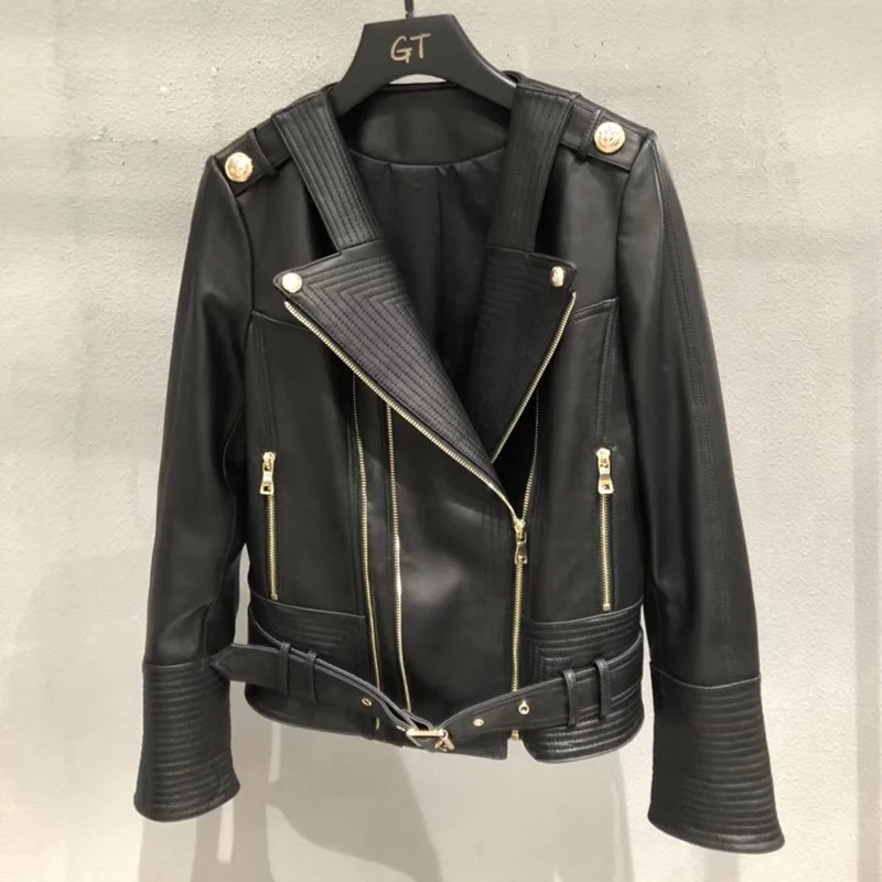 

Woman Coats Real Sheepskin 2019 Fashion Winter Sheepskin Leather Coat Female Windbreaker Genuine Long Overcoat