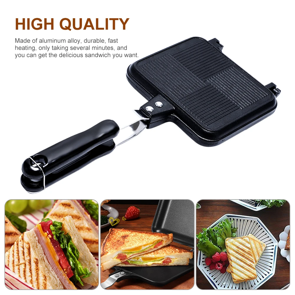 

Kitchen Non-Stick Sandwich Maker Pan Breakfast Machine Waffle Pancake Mould Press Toaster Gas Skillet Pancake Baking Tools