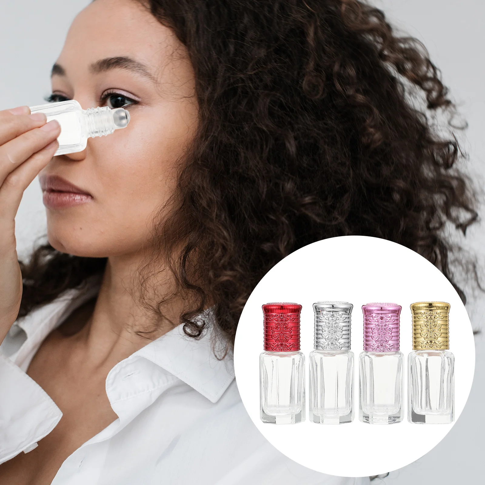 

4pcs 6ml Roll-on Bottles Essential Oil Subpackaging Bottles