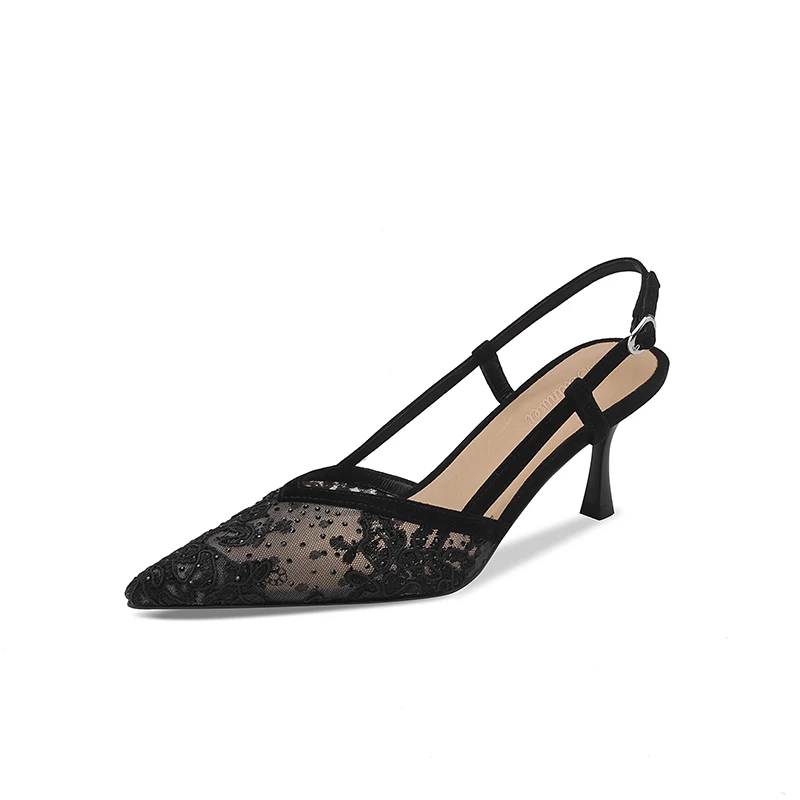 

Женские босоножки из натуральной кожи, замша, шнуровка, Воловья кожа, свиная кожа, высокий каблук 22-2023 см, летняя обувь, новинка 24,5