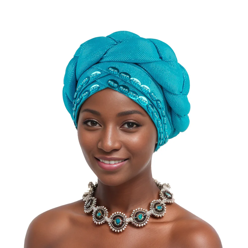 Тюрбан в африканском стиле головной убор нигерийского стиля Auto Gele Hijab Aso Ebi