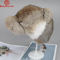 Women Soft Natural Rabbit Fur Cap Knitted Genuine Fur Skullies Beanies Hats Lady Winter Warm 100% Natural Real Rabbit Fur Hat